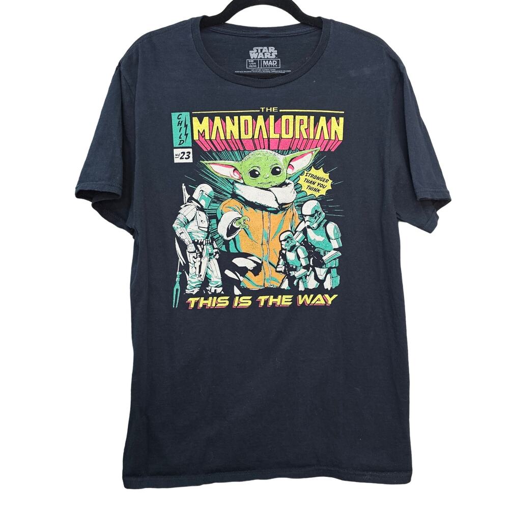 Star Wars Graphic T-shirt Black The Child Mandalorian Mens Large Movie Retro
